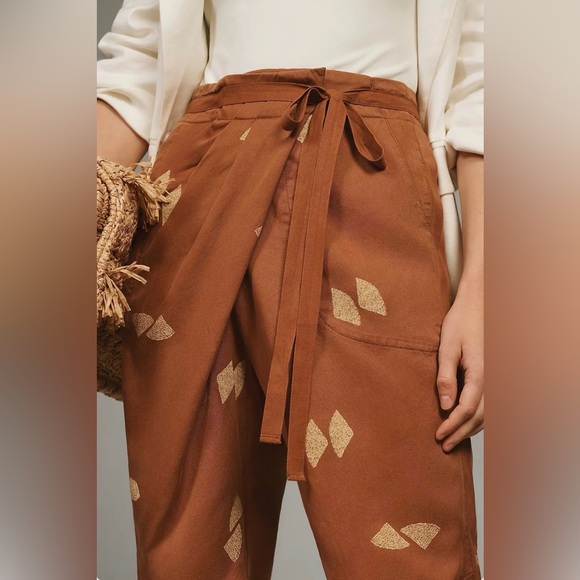 Pilcro Anthropologie Lyocell Cropped Tie Front Pants 26 Lightweight Spring NWT - Picture 6 of 7